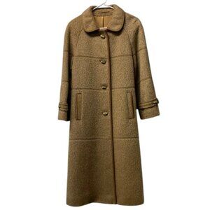 VTG 1970s Your Sixth Sense Lama Wool Overcoat Women’s 14 Brown Swing Mod Germany